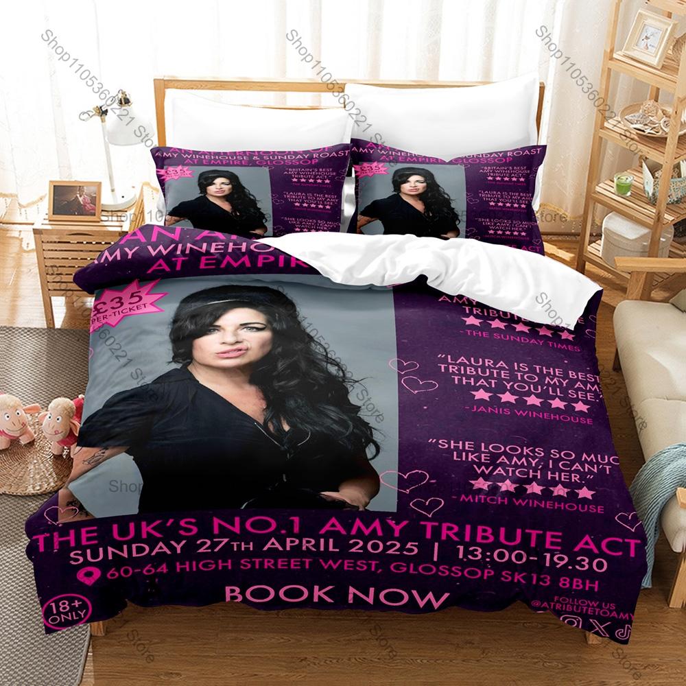 Personality Amy Winehouse Fans Gift Bedding Set New Duvet Cover Pillowcase High Quality Bed Set For Jazz & Soul Music Lovers Ret