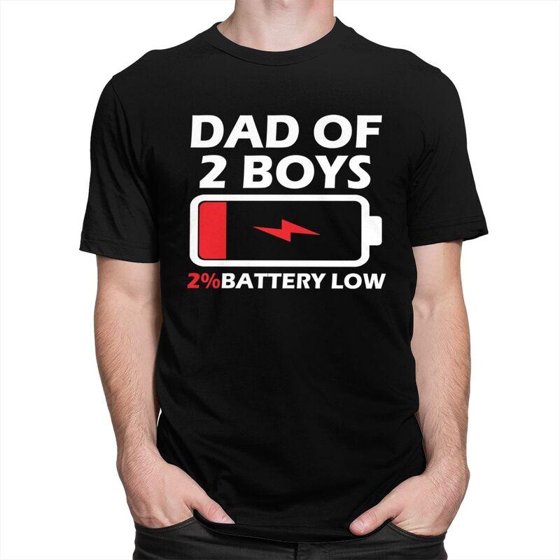 Custom Mens Dad Of 2 Boys T Shirt Short Sleeve Cotton Tshirt Streetwear Tshirt Leisure Papa Fathers Day Gift Tee Clothing