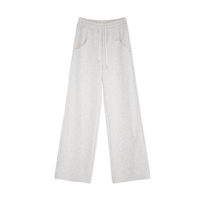 Gray Riveted Sweatpants for Women In Spring and Autumn New Products High-waisted Straight-leg Pants Loose Small Casual Wide-leg Pants