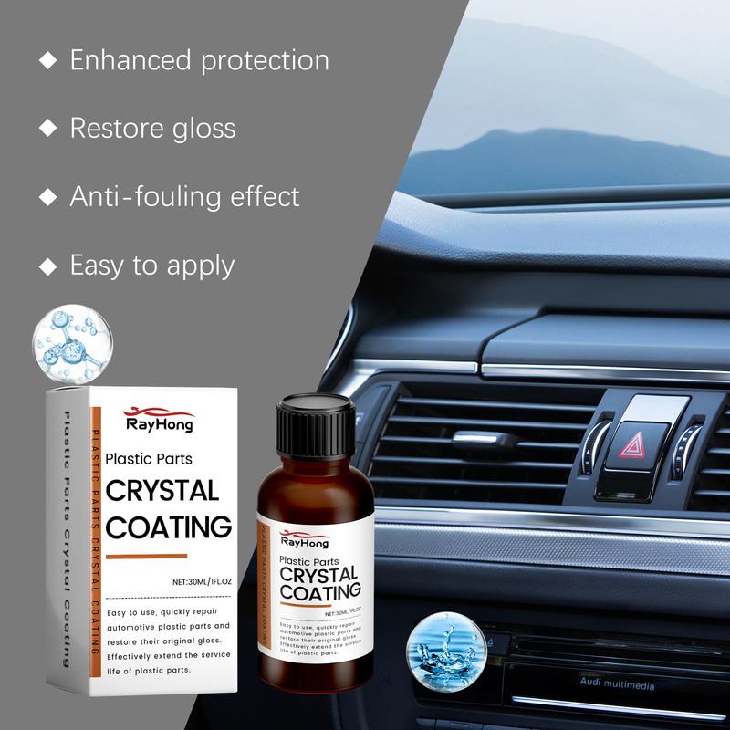 30ml Plastics Parts Crystal Coating Plastics Trim Restorer For Cars Maintenance Agent Car Plastics Restorer Sponge Waterproof