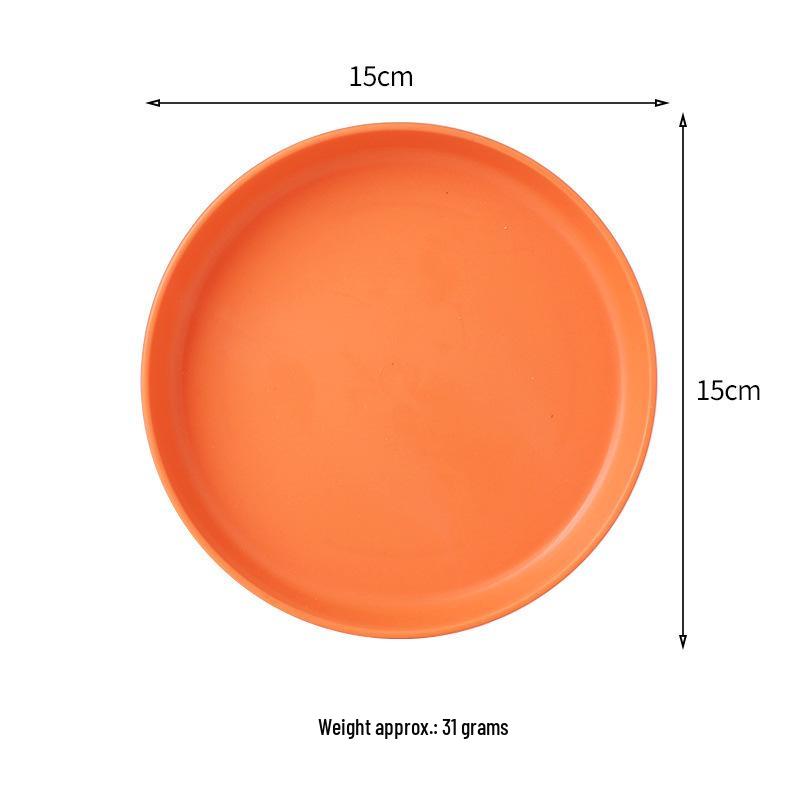 Pastellfarbenes Macaron-Tischgeschirr-Set: Plastikobst, Knochenplatten, Aufbewahrungsteller.