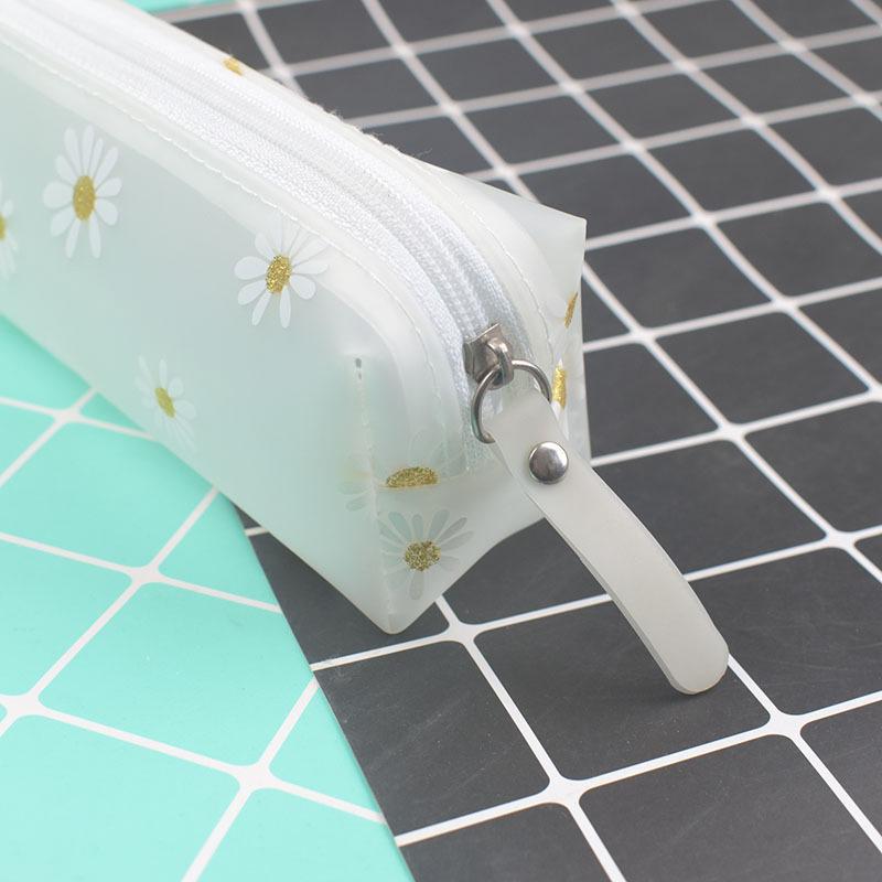 1pcs Cute Transparent Pencil Case Daisy Gift Stationery Storage Bag School Pencil Case Pencil Bag School Supplies Stationery