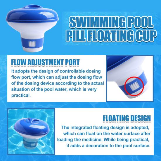 Pool Chlorine Dispenser Floating Chlorine Tablet Holder Adjustable Release Chemical Feeder for Pool Spa Hot Tub
