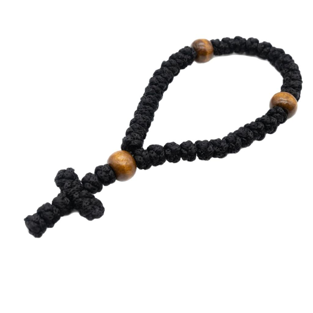Orthodox Side Buckle Cross Bracelet Religious Wooden Beads Prayer Rope Adjustable Prayer Beads