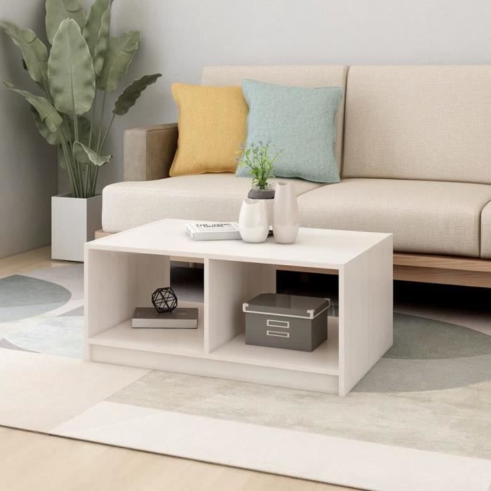 VidaXL Coffee Table White 75x50x33.5 Cm Solid Pine Wood