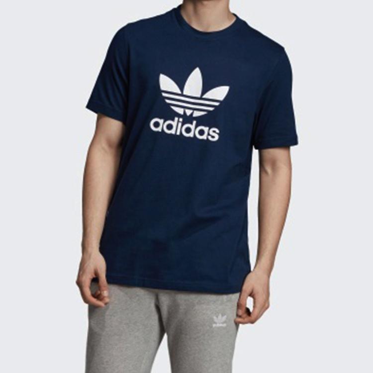Men's adidas originals Trefoil Tee Colleage Alphabet Printing Breathable Short Sleeve Blue ED4715
