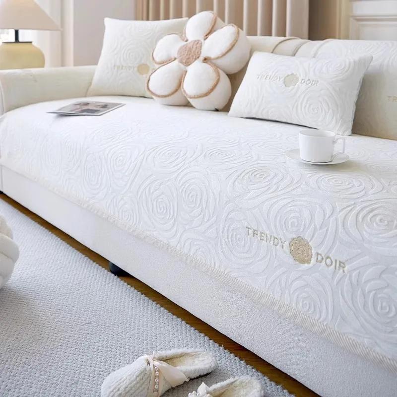 

Milk Velvet Sofa Cushion Four Seasons Universal Thickened Anti-slip Stain-resistant Seat cushion New Sofa Cover For Autumn And 30x50cm pillowcase бежевий