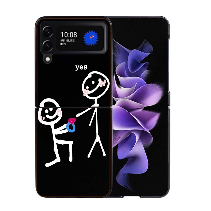 

Funny Cute Cartoon Matchman Phone Case For Samsung Z Flip 7 6 5G Galaxy Z Flip4 Z Flip5 Z Flip3 Coque Black Hard PC Shell Protec Samsung Z Flip 5 5G