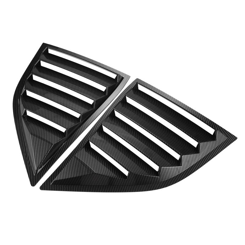 For Dodge Challenger 2015- Car Rear Louver Window Side Shutter Cover Trim Sticker Vent Scoop ABS Carbon Fiber Style Black