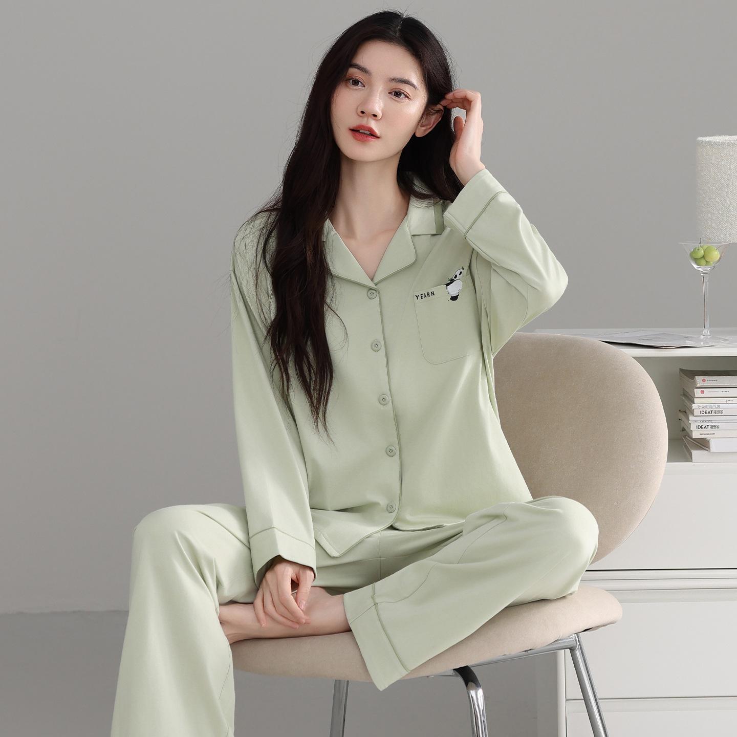 

Pure cotton pajamas women s spring and autumn models, new cotton long-sleeved women s loungewear suit, casual and can be worn outside in autumn m recommended 40-50kg