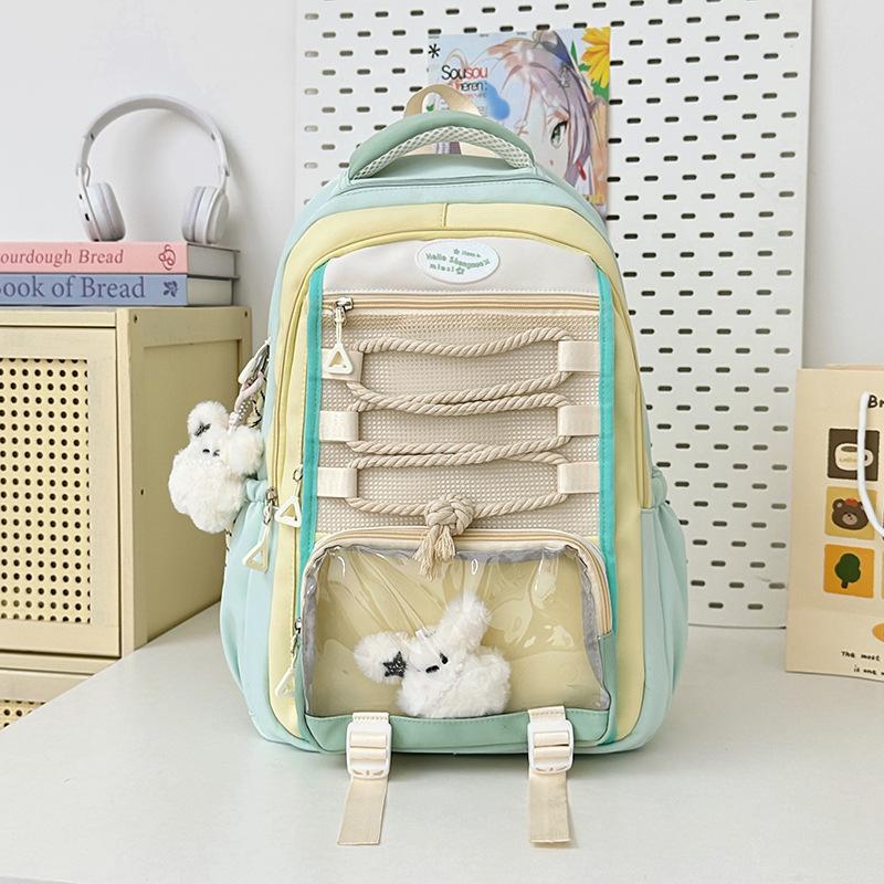 Schoolbag new high-value Mori ins fresh and sweet contrasting color splicing backpack junior high school students lightweight travel backpack