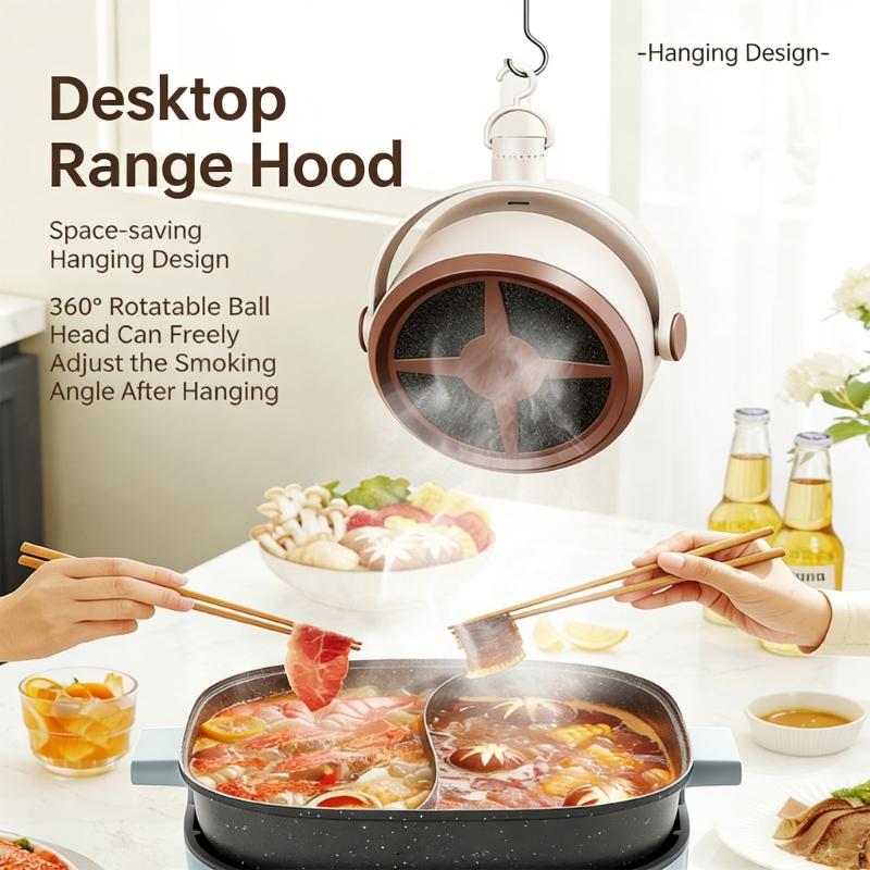 Multi Purpose Portable Range Hood For Kitchen Camping Desktop Features Adjustable Angle And Suction Includes Filter Cotton