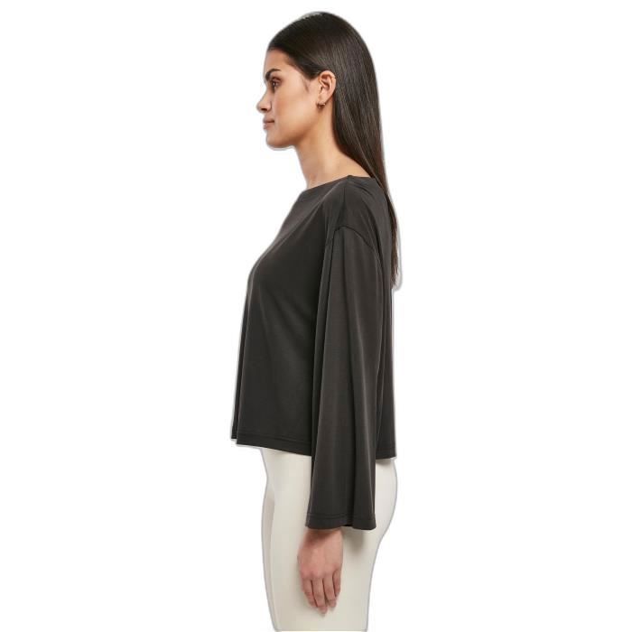 T-shirt Col Bateau Court En Modal À Manches Longues Femme Urban Classics GT - Noir - 2XL