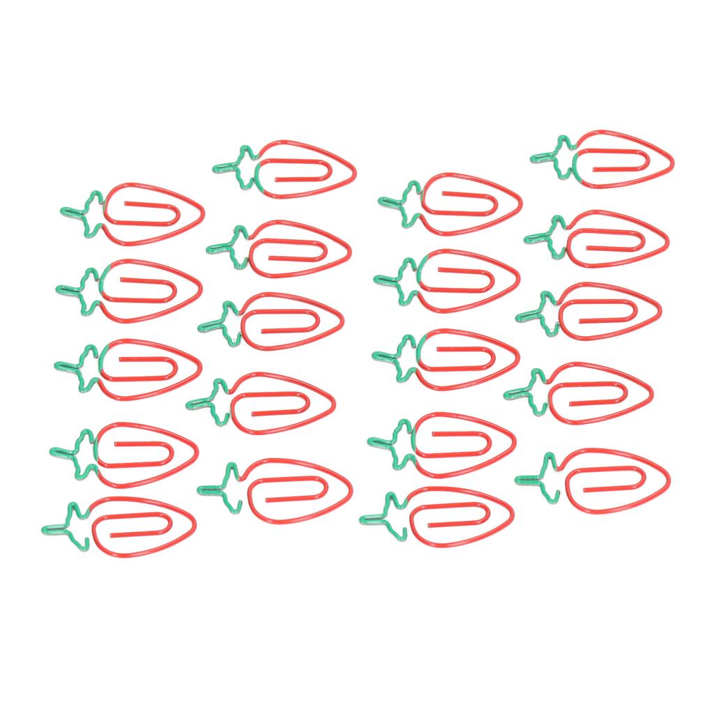 100Pcs Strawberry Paper Clips Electroplated Metal Strawberry Style Wide Application Cute Paper Clips