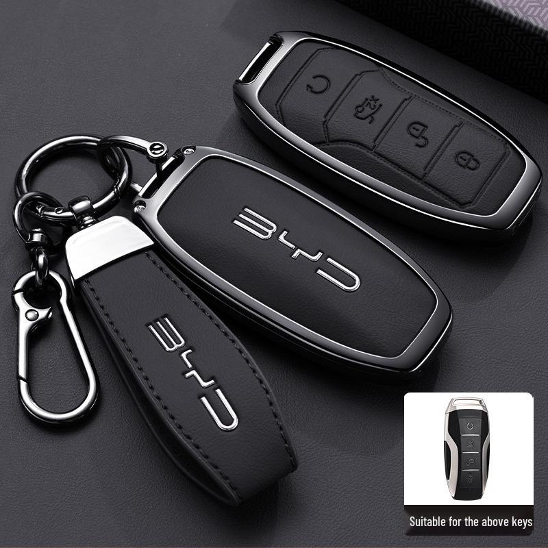 Premium Car Key Bag with Buckle for BYD Han, Qin Plus, Song Pro, Tang, Dolphin, and E9