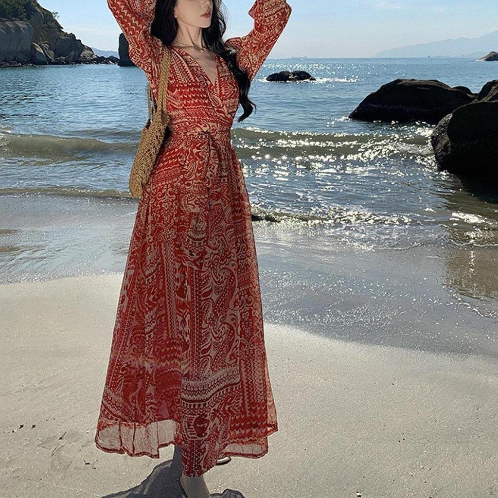 Beach Dress for Women Chiffon Maxi Beachwear Holidays Commuting Office