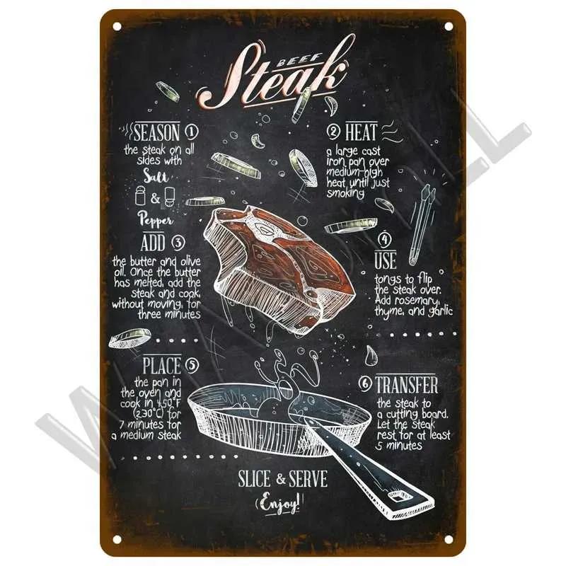 Wall Art Decoration Fast Food Metal Sign Board Retro Tin Sign Iron Paint Party Area Kitchen Restaurant Caf Restaurant Bar