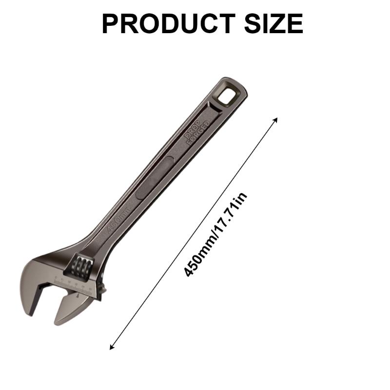 8-18inch Adjustable Wrench Wide Jaw Opening Precise Jaw Design Grips Measurement Scales Engraved On the Tool