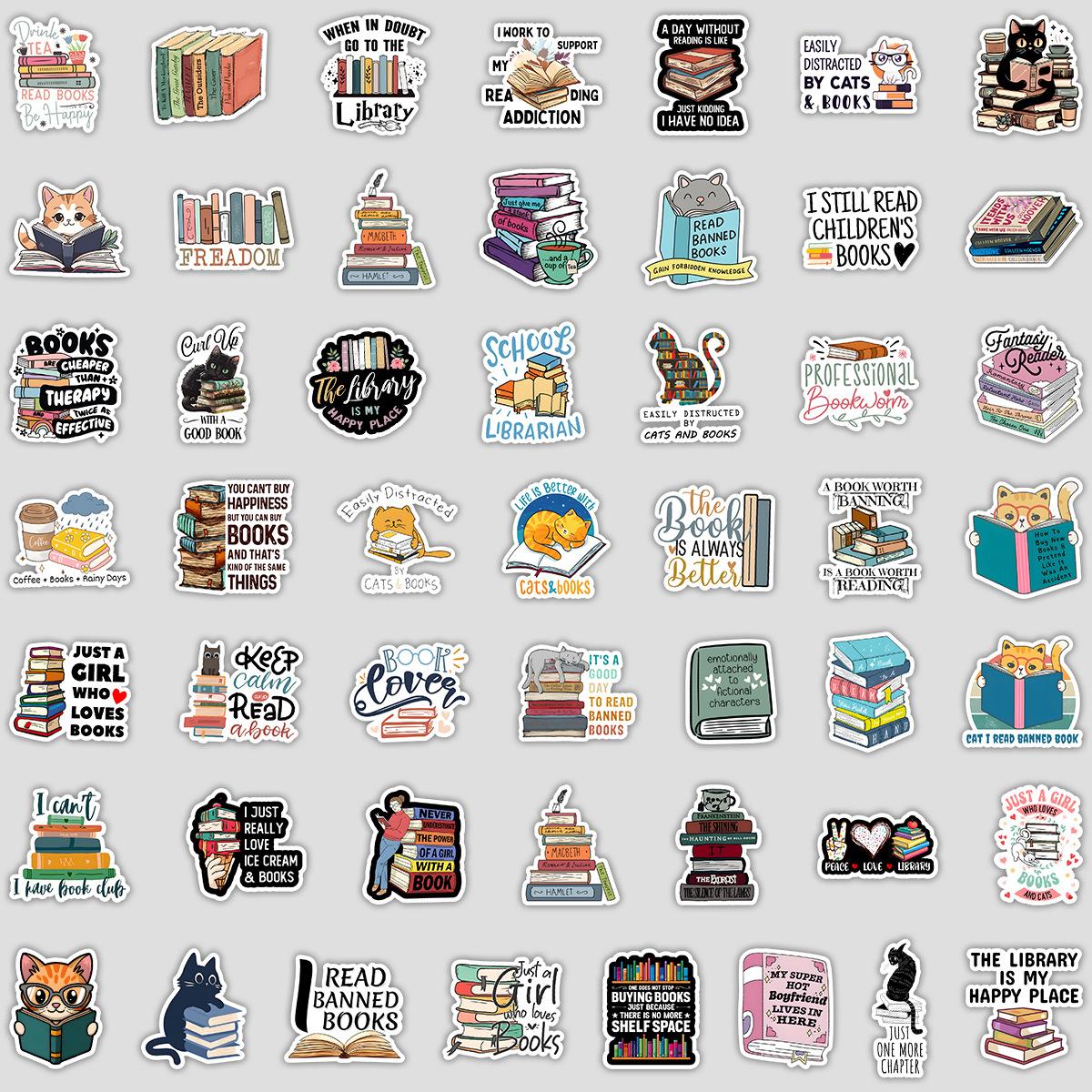 

50 Книг для чтения Граффити Наклейки Креативные Наклейки на книги Наклейки Водонепроницаемые Декоративные наклейки для чашки для воды, чемодана