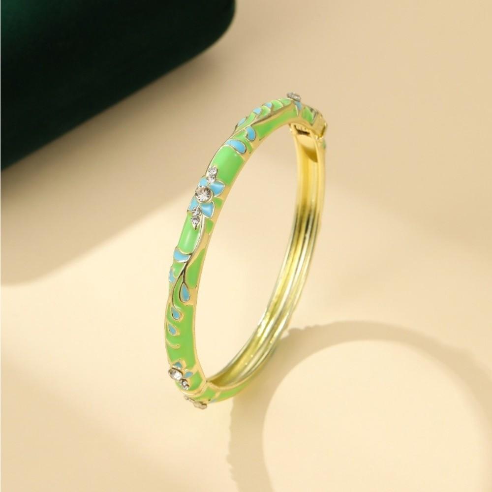 Colorful Enamel Open Cuff Bracelet Elegant Women's Floral Bracelet  Gifts for Women Girl
