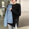 Women's Spring Solid Color Comfortable T-shirt Long-sleeved Round Neck Bottoming Shirt