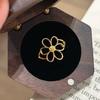 PANJBJ 925 Sterling Silver Golden Flower Rings for Women Openwork Sweet Romantic Office Jewelry Gift Prevent Allergy Dropship