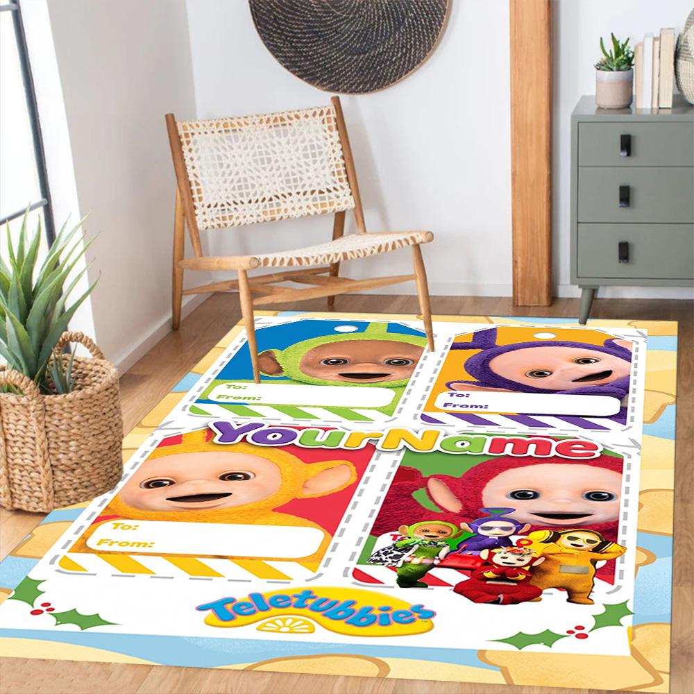 Teletubbies Personalized Text Area Rug Design for Entryway Kitchen Hallway Bedrooms Antislip Carpet Decorate Offices Birthday/Christmas Gift