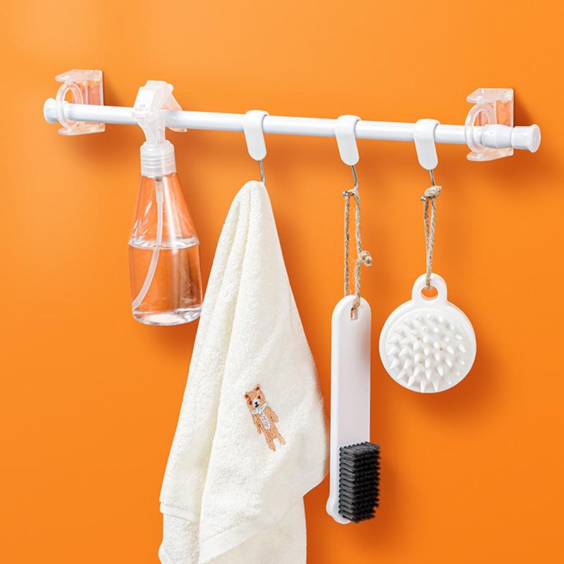 360° Rotating Transparent Wall-Mounted Retractable Hanging Rod Bracket