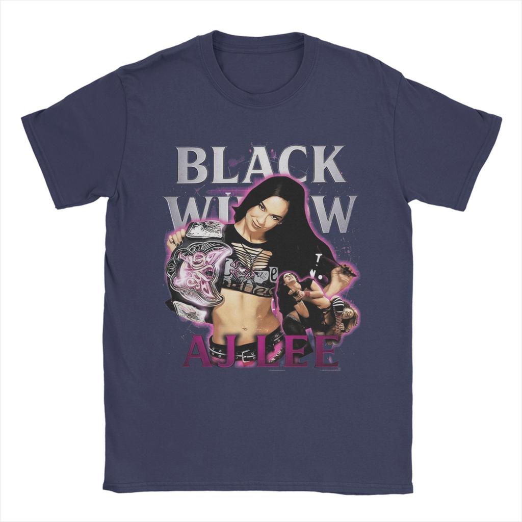 Men's T-Shirts AJ Lee Black Widow Pose Novelty 100% Cotton Tees Short Sleeve  T Shirts O Neck Clothing Summer