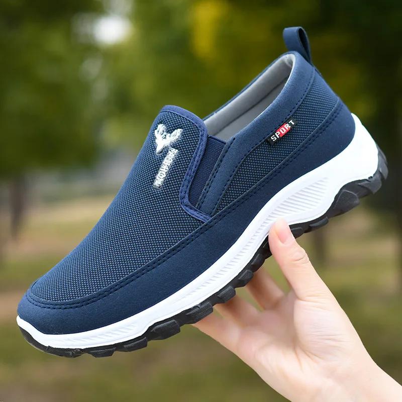 New Autumn Men's Cloth Shoes Mesh Breathable Non-Slip Loafers Casual Soft Sole Vulcanized Shoes Comfortable Sneakers Zapatos