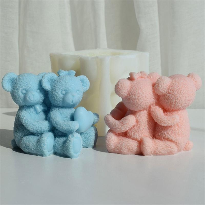 Soft and Durable Silicone Cartoon Bear Candle Mold for Art Project Making Unique Candle or Aromatherapy in Home
