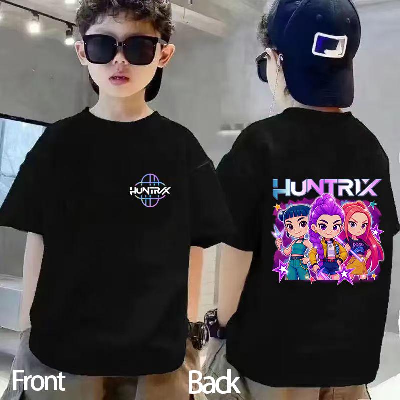 Kpop Demon Hunter Women s T-shirt Parent-child Outfit Breathable Cotton Boys Short-sleeved Top Comfortable Adult Clothe 150