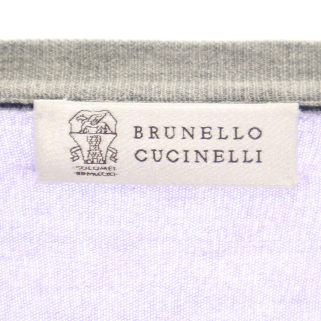 Brunello Cucinelli Made In Italy Long Sleeve V Neck Knit Purple Men's Used