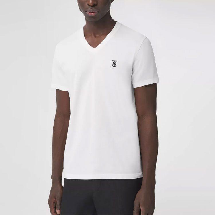 Burberry Monogram Motif Embroidered V Neck Tee 8017258-A1464
