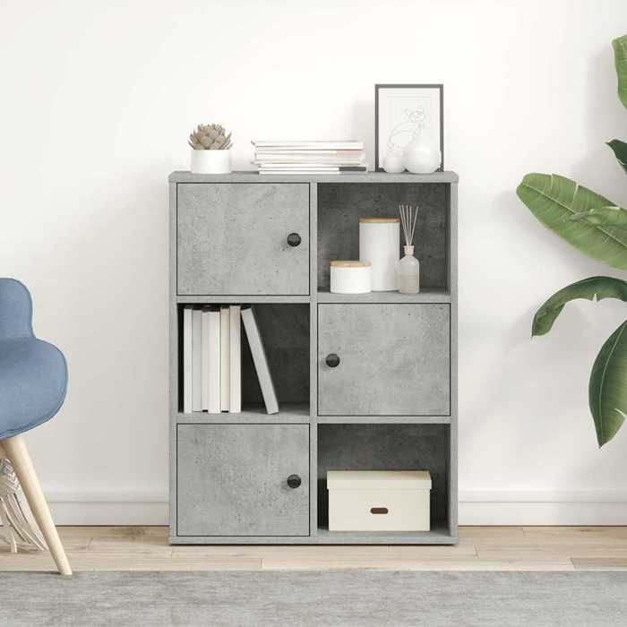 VidaXL Bibliothèque gris béton 60x24x76,5 cm bois d'ingénierie, étagère à livres, support de rangement, support à livres, 860385
