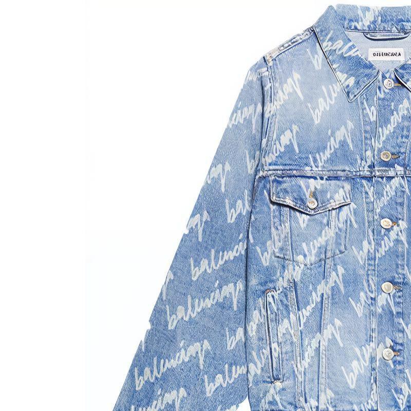 Balenciaga All Over Logo Oversized Denim Jacket 681690TJW904200