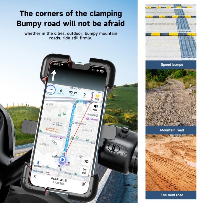 Bike Phone Mount Stand NonSlip Anti-Vibrations Universal Bike Handlebar Adjustable Phone Mount Clip Easily to Install