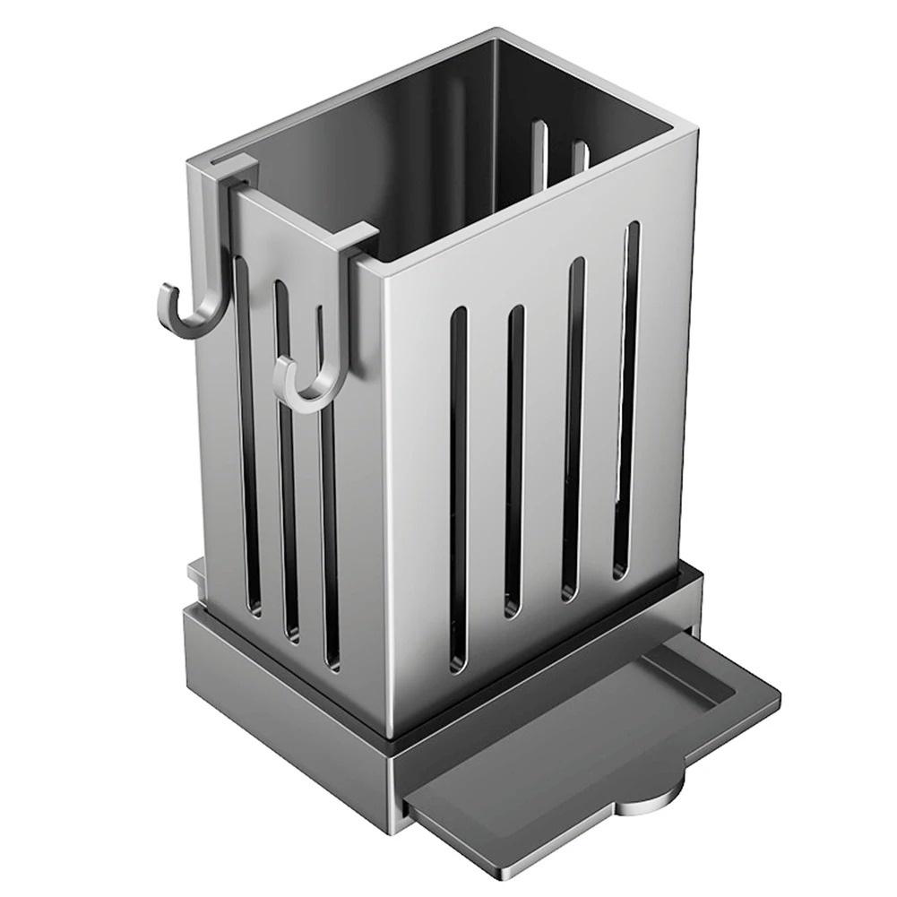 1-Piece Kitchen Utensil Rack-Multifunctional Draining Chopstick Plastic Holder Wall-Mounted Or Freestanding No Drilling Wall Box