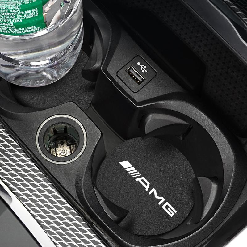 GLC GLB 2pcs Car Water Cup Bottle Holder Mat Anti-slip Pad Suede For Mercedes Benz AMG W210 W211 W206 W220 W203 W212 W205 W201
