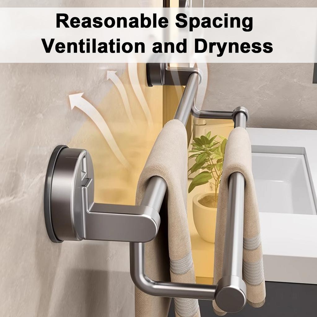 Suction Cup Bathroom Hand Towel Rack Holder Wall Mount No Drill 30/40/50cm Towel Bar Double Bar 2 Tier Apartment Space Saving