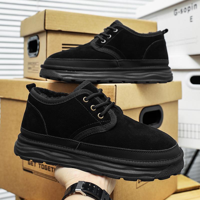 

Northeast snow boots men s leather short boots 2025 winter velvet thickened one-pedal large cotton shoes warm bread shoes 44