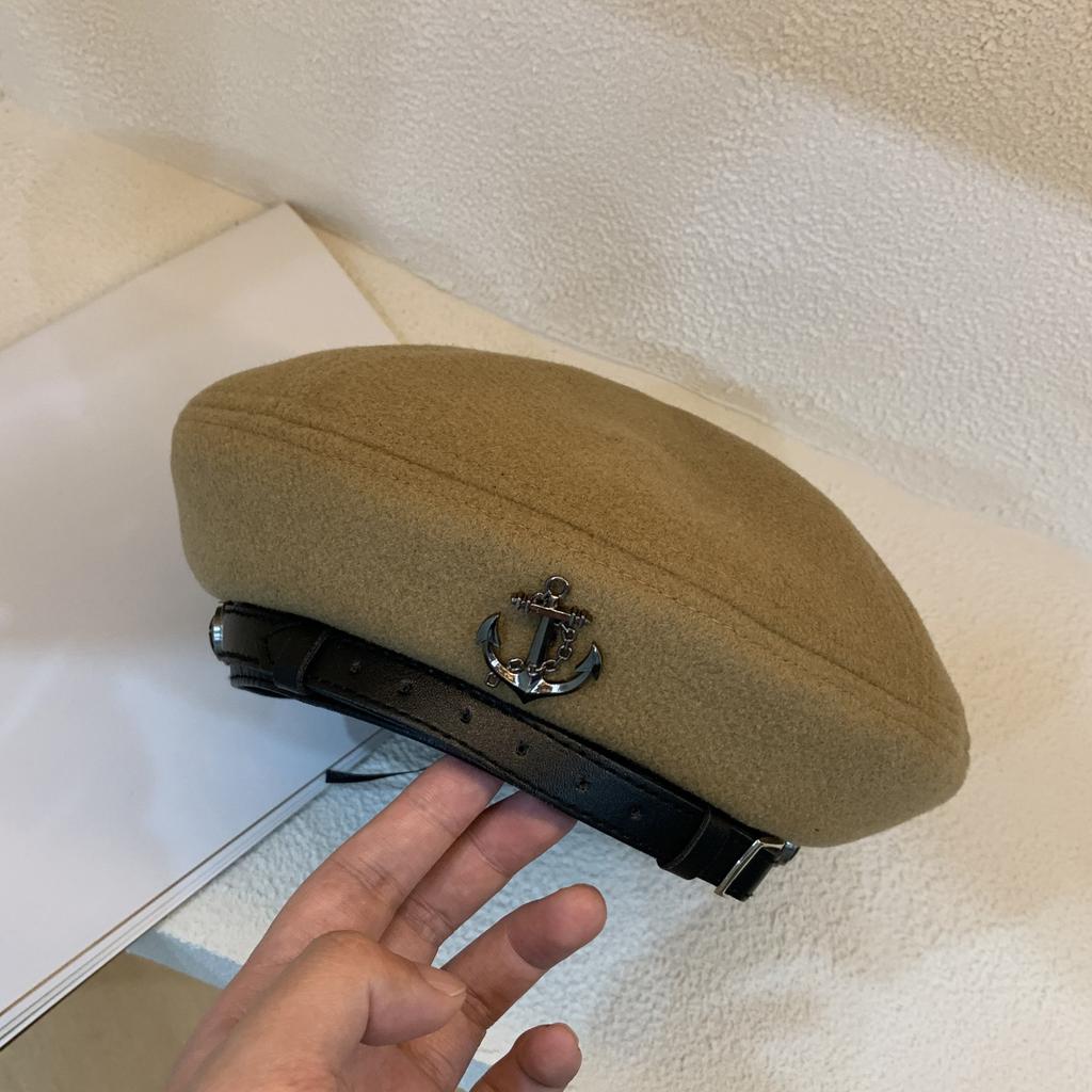 Black Beret Female Autumn and Winter Bud Hat Ins Face Flat Top Painter Hat Ins