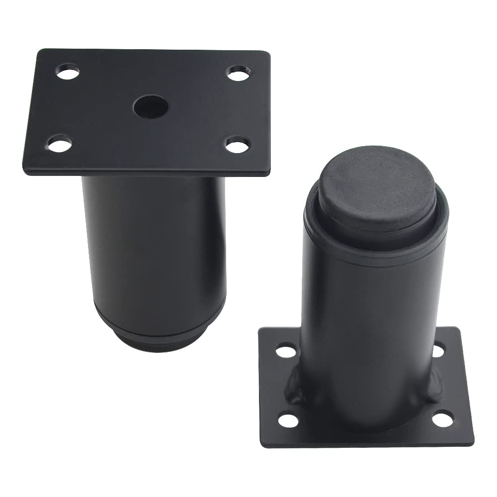 XINMEIWEN 4-Pack Metal Adjustable Furniture Legs, Cabinet Legs, Heavy-Duty Bed Center Frame Slat Support Legs for Table, Bed, Sofa (3''-4.7'', Black)