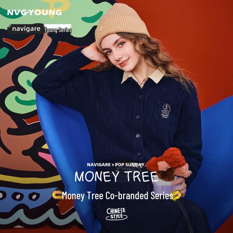 

NVG·YOUNG POPSUNDAY Money Tree Women s Knitted Cardigan L