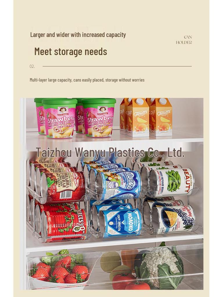 Stackable Multi-layer Transparent Storage Rack for Canned Food and Beverages