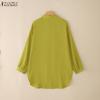ZANZEA Women Turn Down Collar Solid Color Loose 3/4 Sleeve Blouse