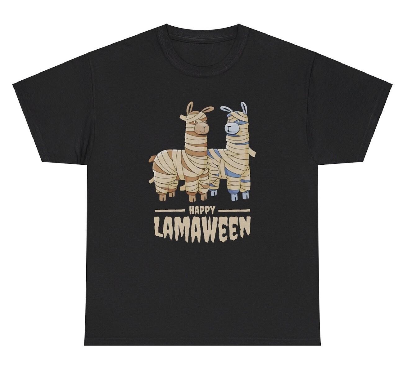 Happy Llamaween TShirt Funny Llama Halloween Spooky Gen Z Cute Humor Graphic Tee XXL