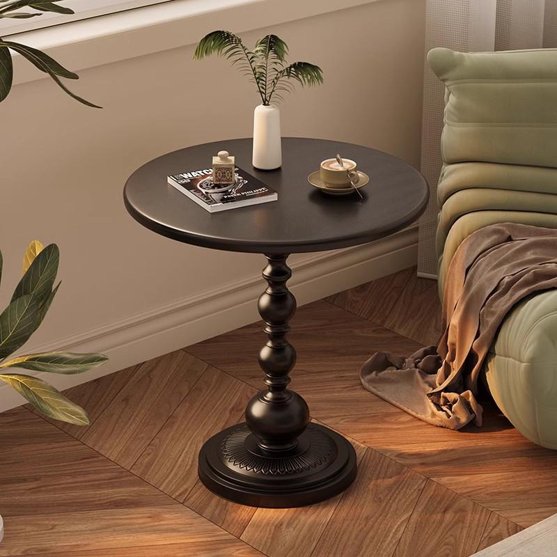 French Creative Black Bedside Table with Storage