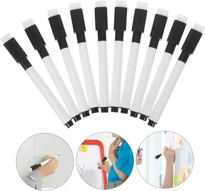 Magnetische schwarze Whiteboardmarker mit Radierkappe Whiteboard-Trockenabwischmarker Klassenzimmer-Trockenabwischstifte für Zuhause, Büro, Schule