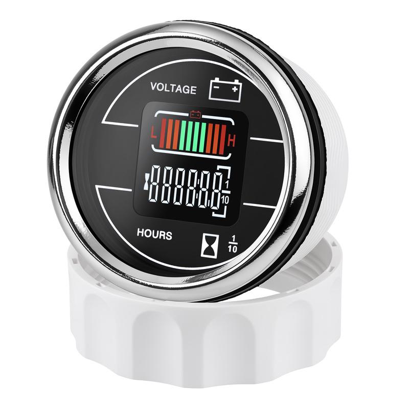 2'' 52MM Car Hour Meter + Voltage Dual Display Gauge LED Digital Meter Waterproof Voltmeter Voltage Hours Meter Volt 2in1